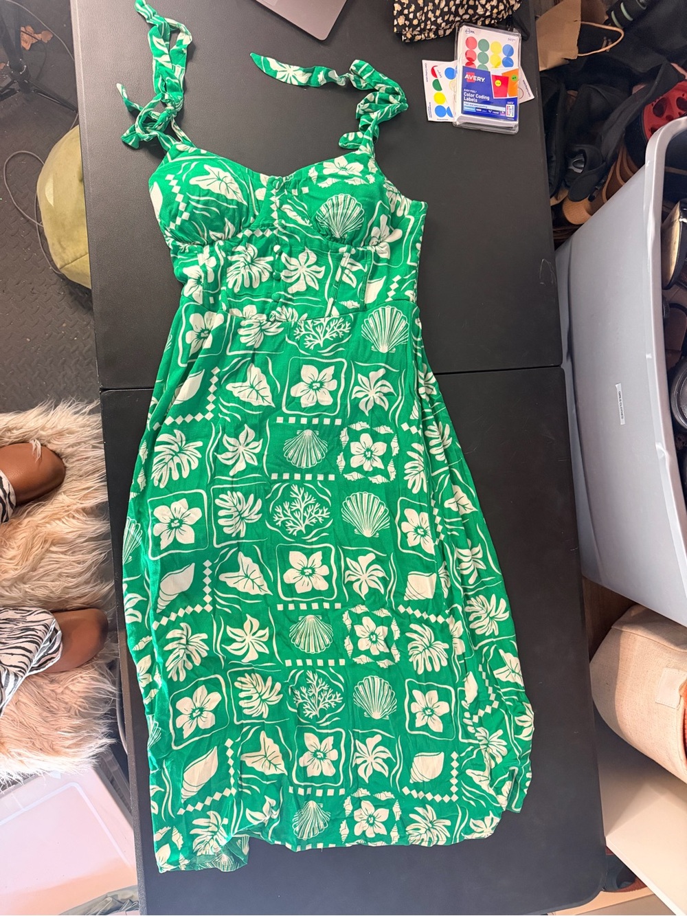 Green Floral Print Sundress